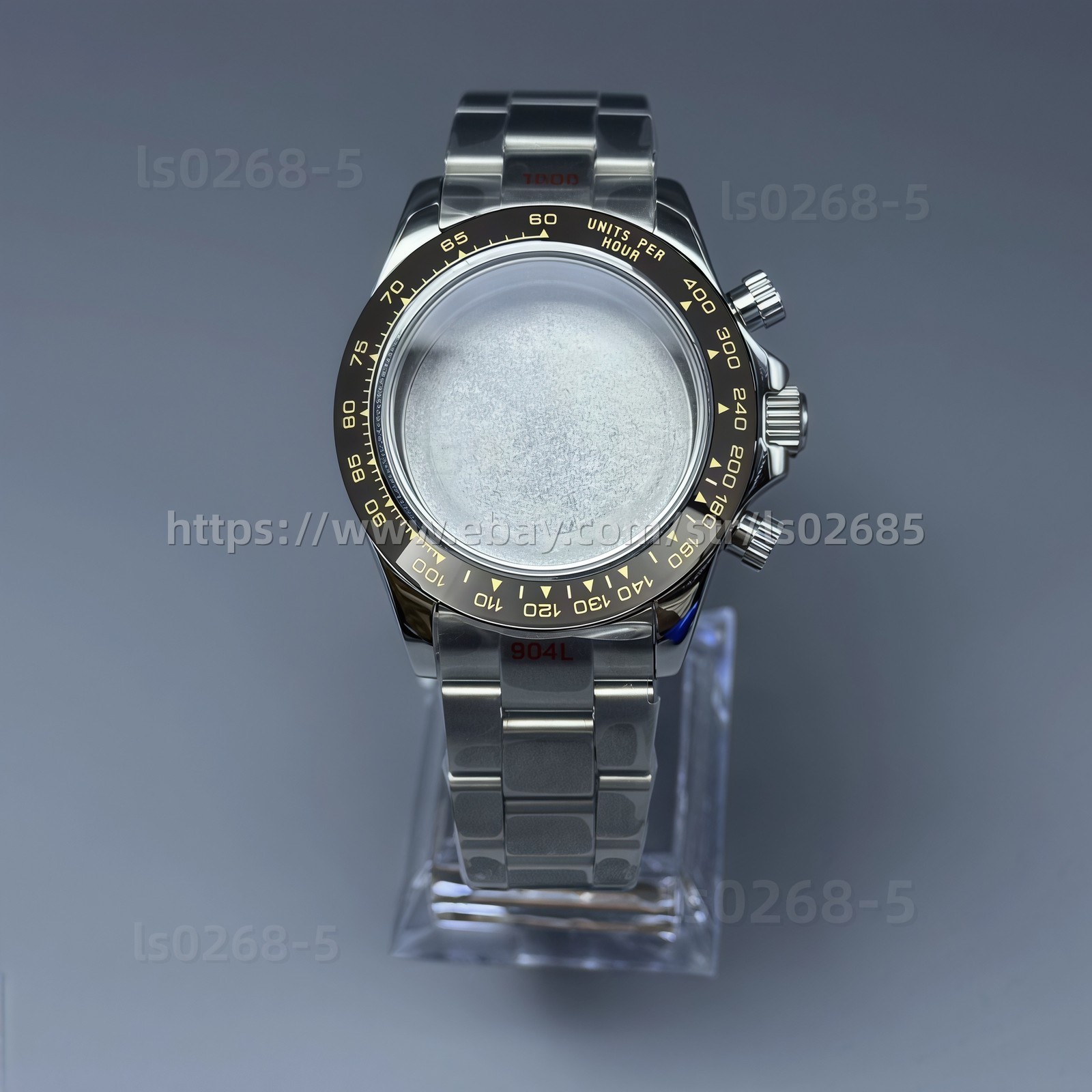 39mm Solid 316L Stainless Steel Watch Case + Glide Lock Bracelet for VK63