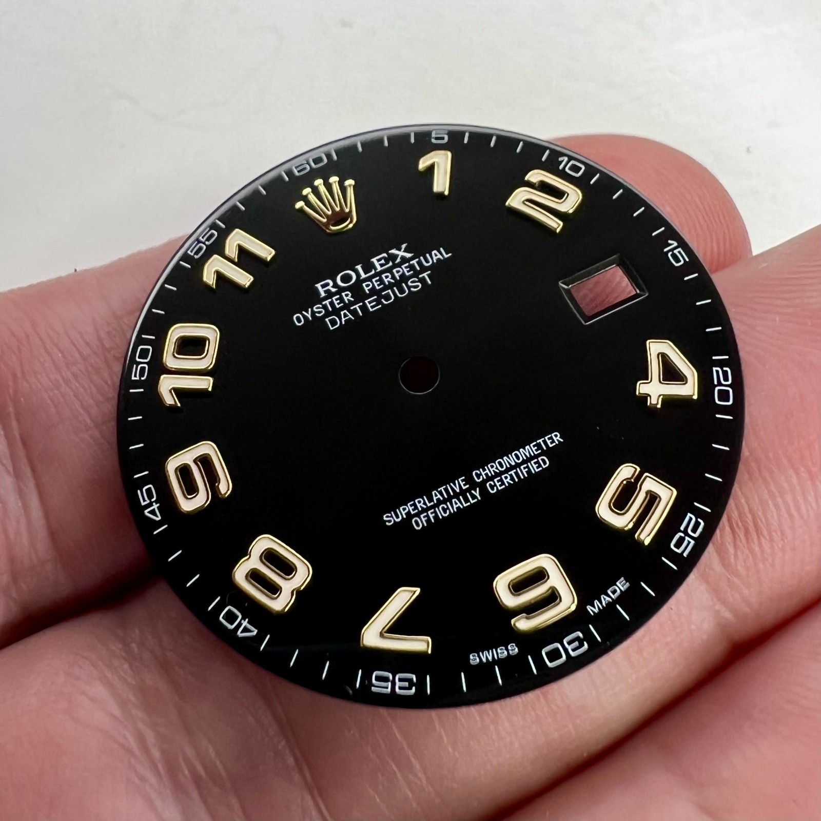 Genuine Factory Rolex Datejust II Gloss Black Dial with Arabic Numeral Numbers