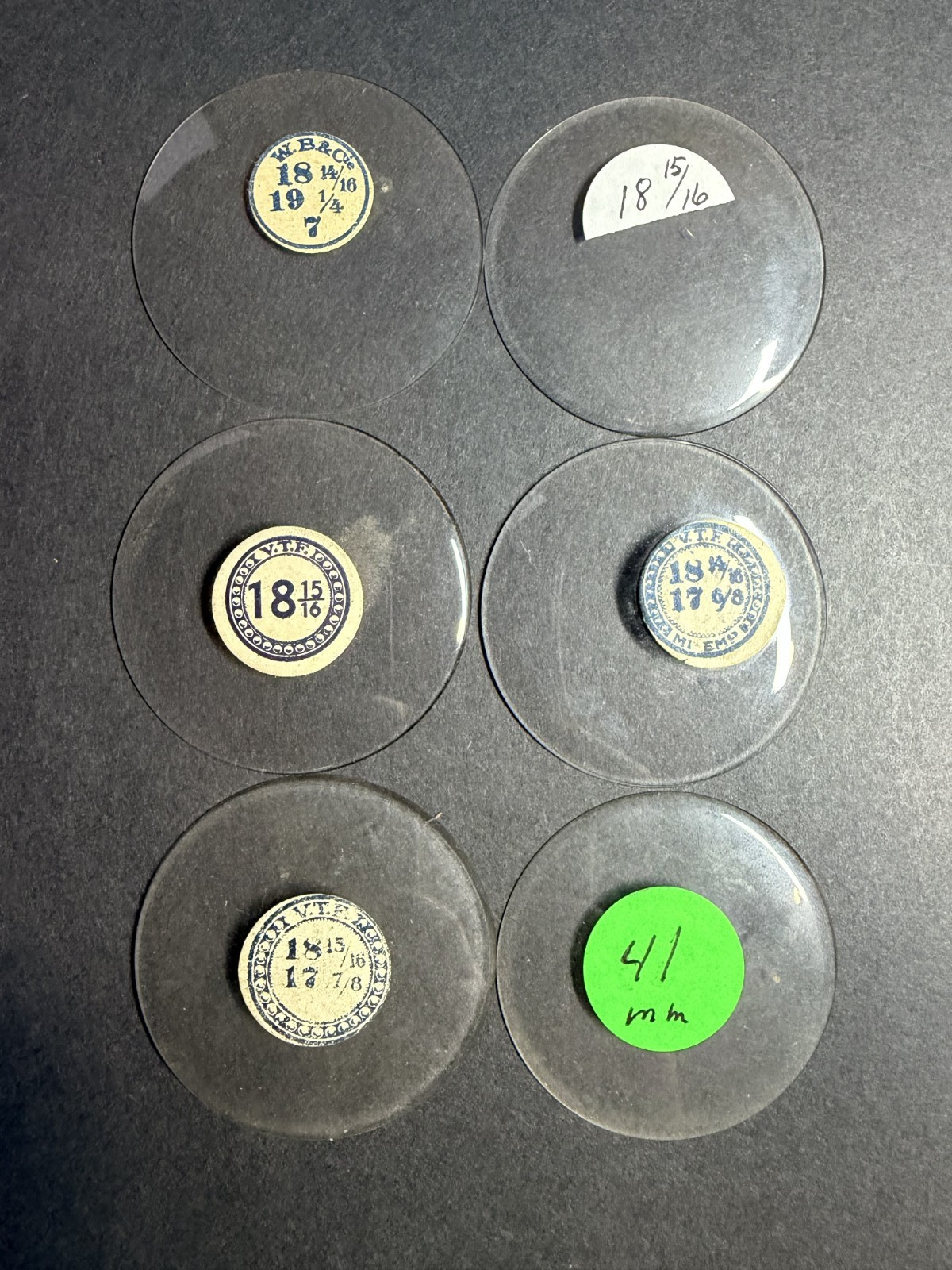 LOT OF 6 GLASS POCKET WATCH CRYSTALS SIZE 18 REPLACEMENT PARTS
