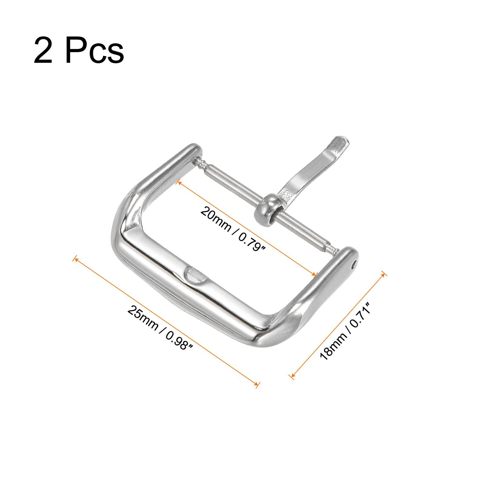 Buckle strap watch, 316 polished steel, silver for 20mm 2pcs