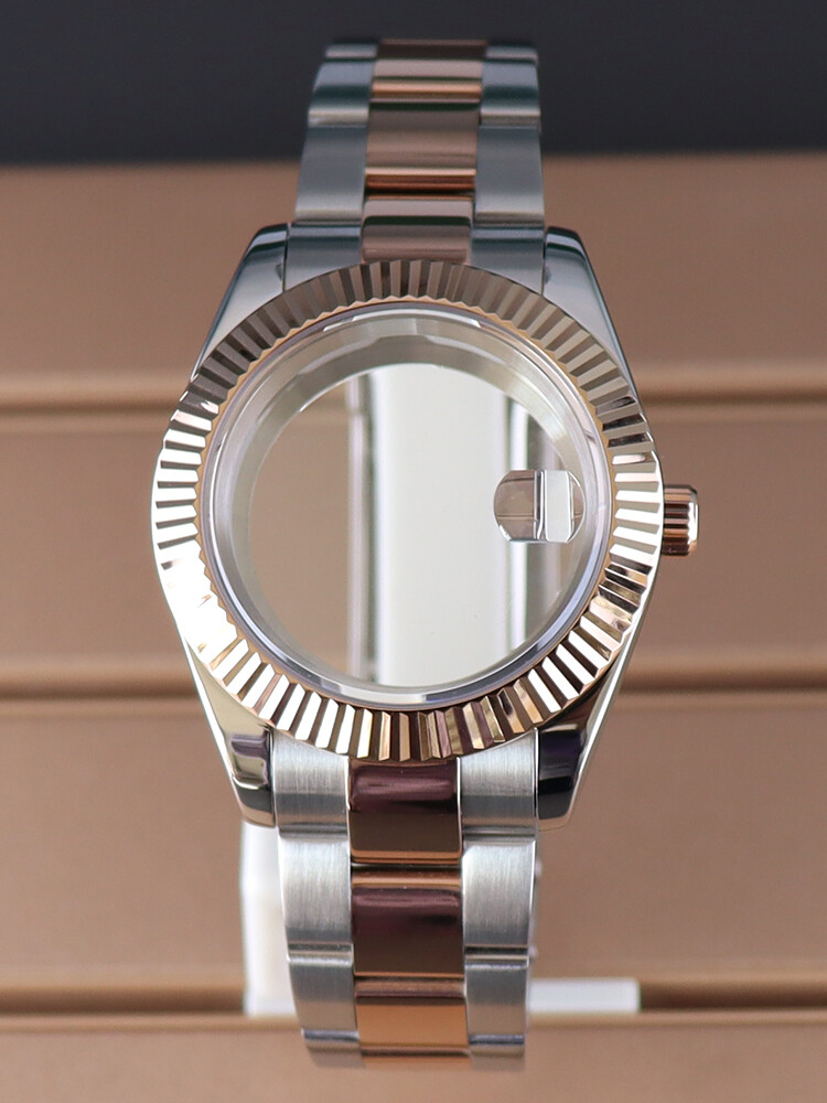 36mm 40mm Couple’s Watch Case Fluted Bezel Date Stainless Strap For NH35 NH36/38