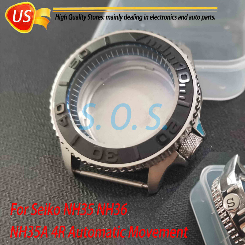 Watch Case Sapphire Glass & Insert Kits Fit NH35 NH36 4R35 4R15 SKX007 Movement