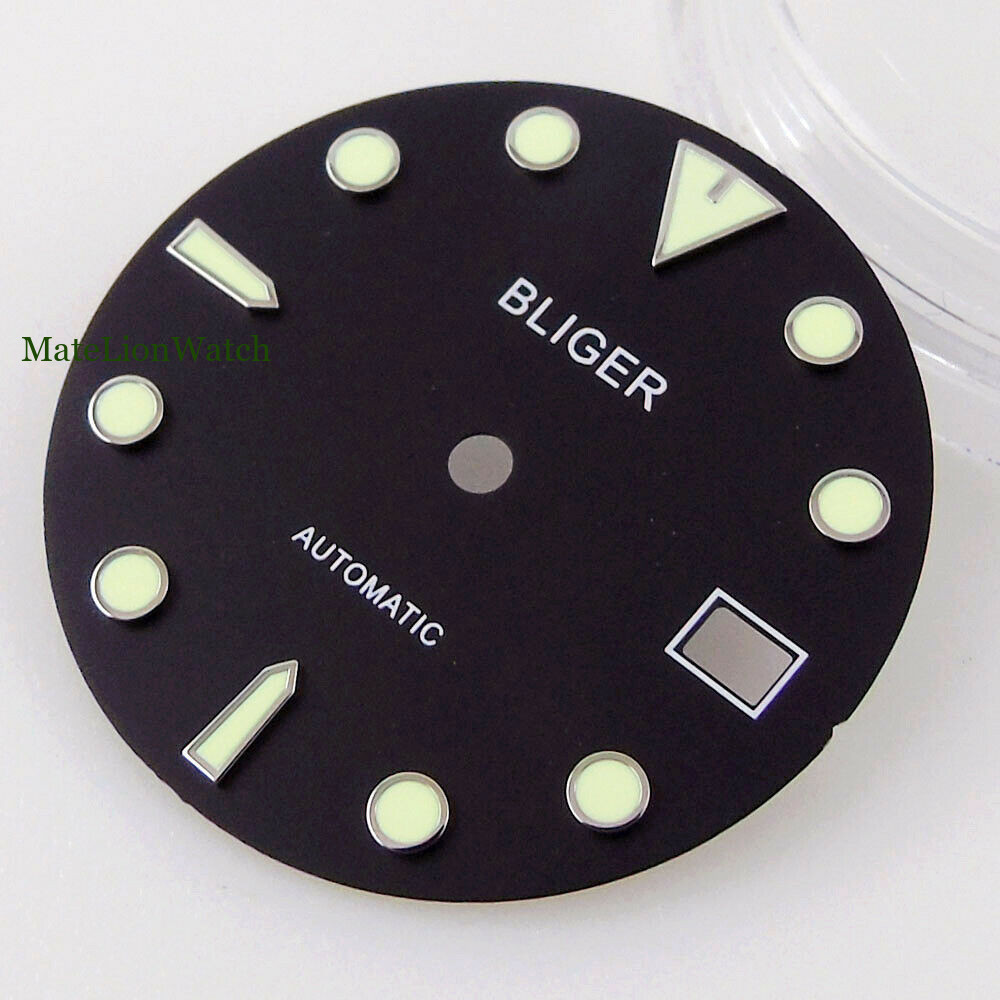 29mm For NH35/NH35A Sterile Watch Dial Date Window Black/Blue/Green 3/4 o’clock