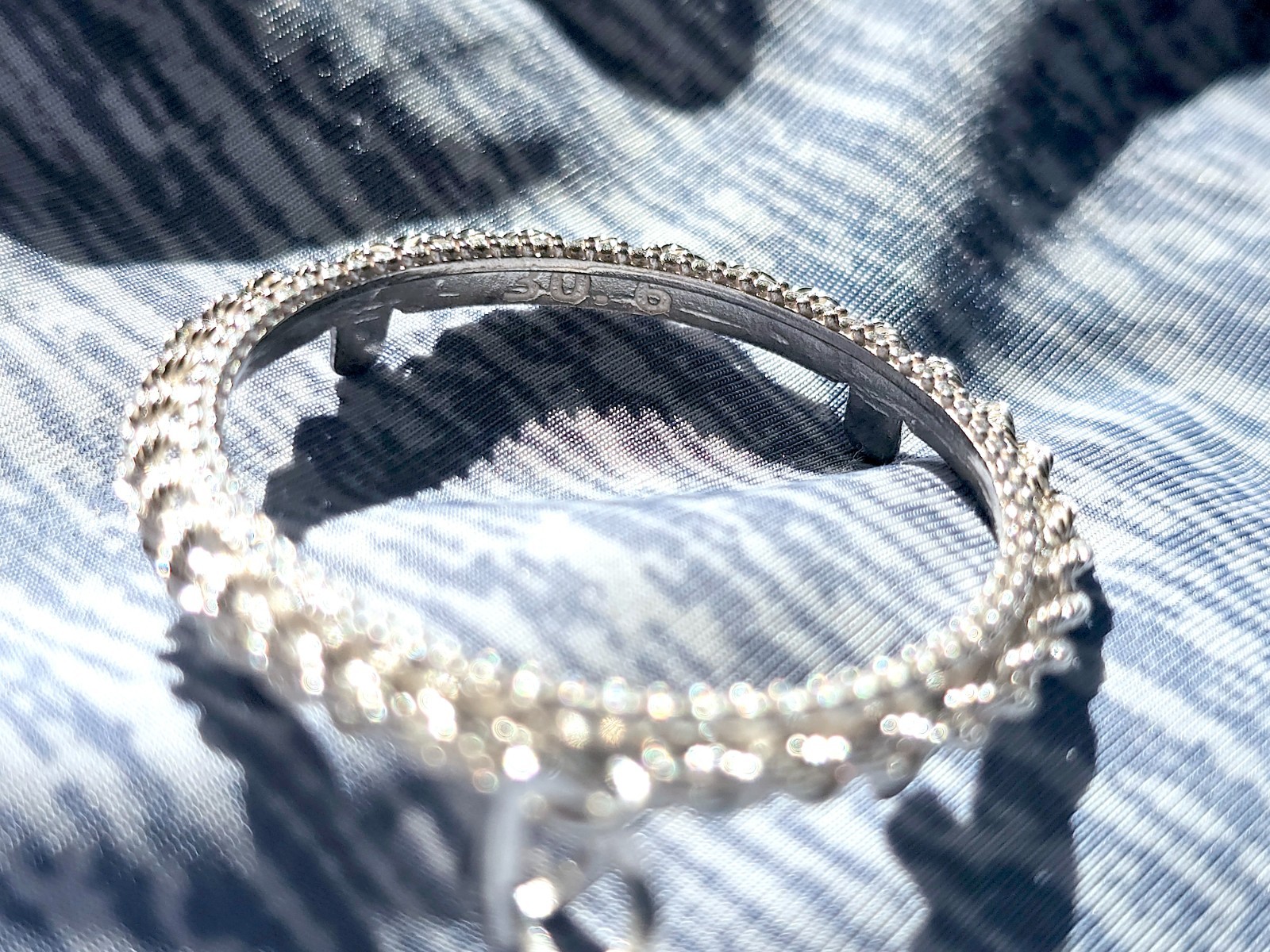 925 Sterling Silver Prong Back Illusion Rope Bezel for 30mm Half Dollar 50 Cents
