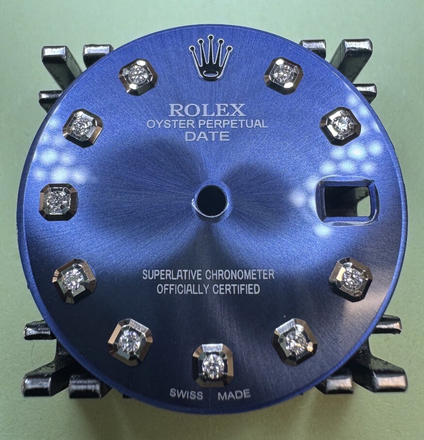 Rolex 34mm Date Watch Custom Blue Diamond Dial For NonQuick Models 1500 1501
