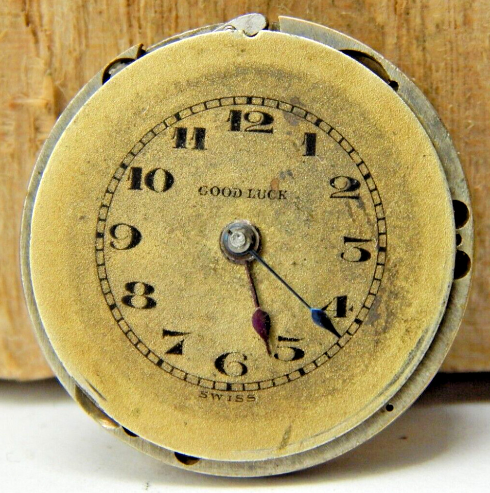 Vintage ERA watch co 7j 2 adj 8/0 size Good Luck openface pocket watch movement