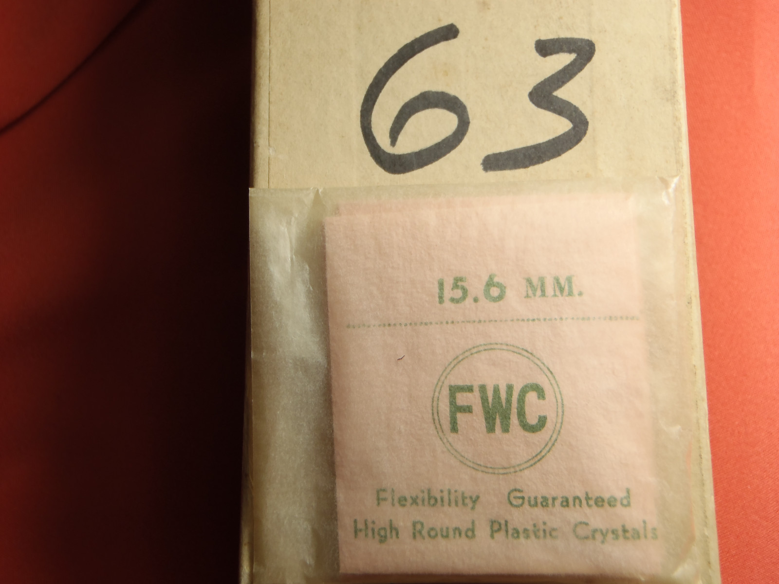 FWC Diamond Round inside Facet High Round Plastic Watch Crystal 15.6 MM Lot 63