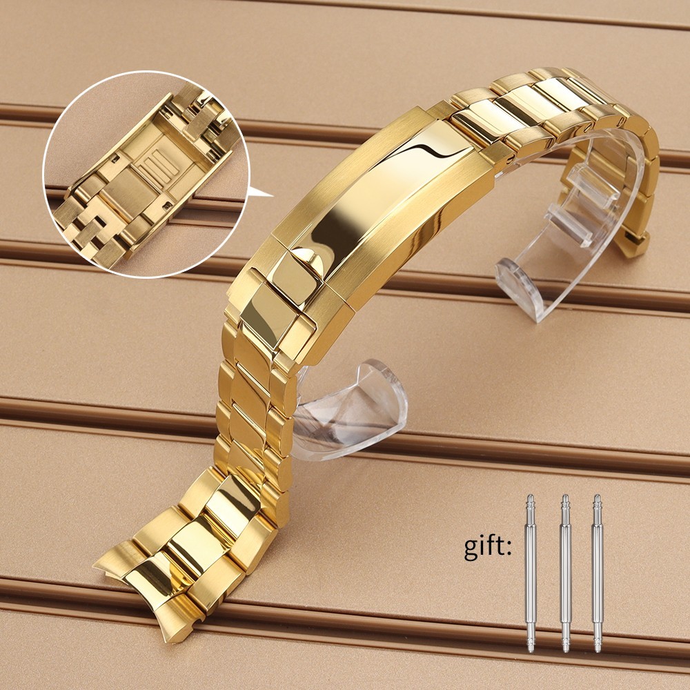 FEIYASHI 20mm Oyster Bracele Safety Folding Buckle 316 STAINLESS Wristwatch Band