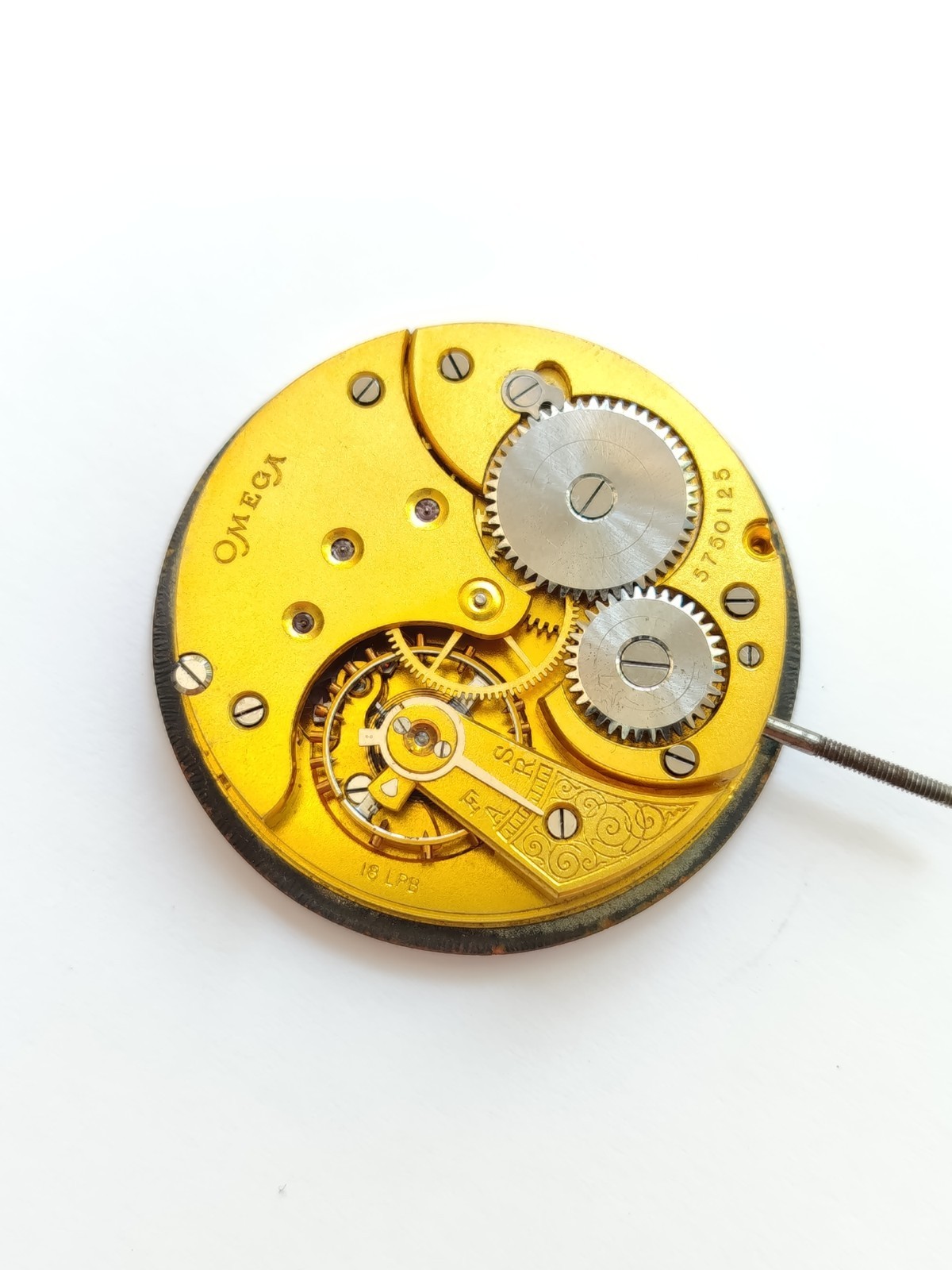 Vintage Omega 18 LPB pocket watch movement – Working. (R-2595)