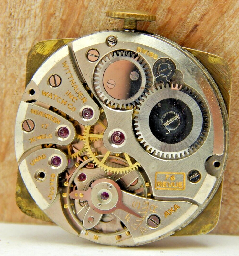 Vintage Wittnauer 17 jewel 76 Revue men’s wrist watch with dial hands and crown