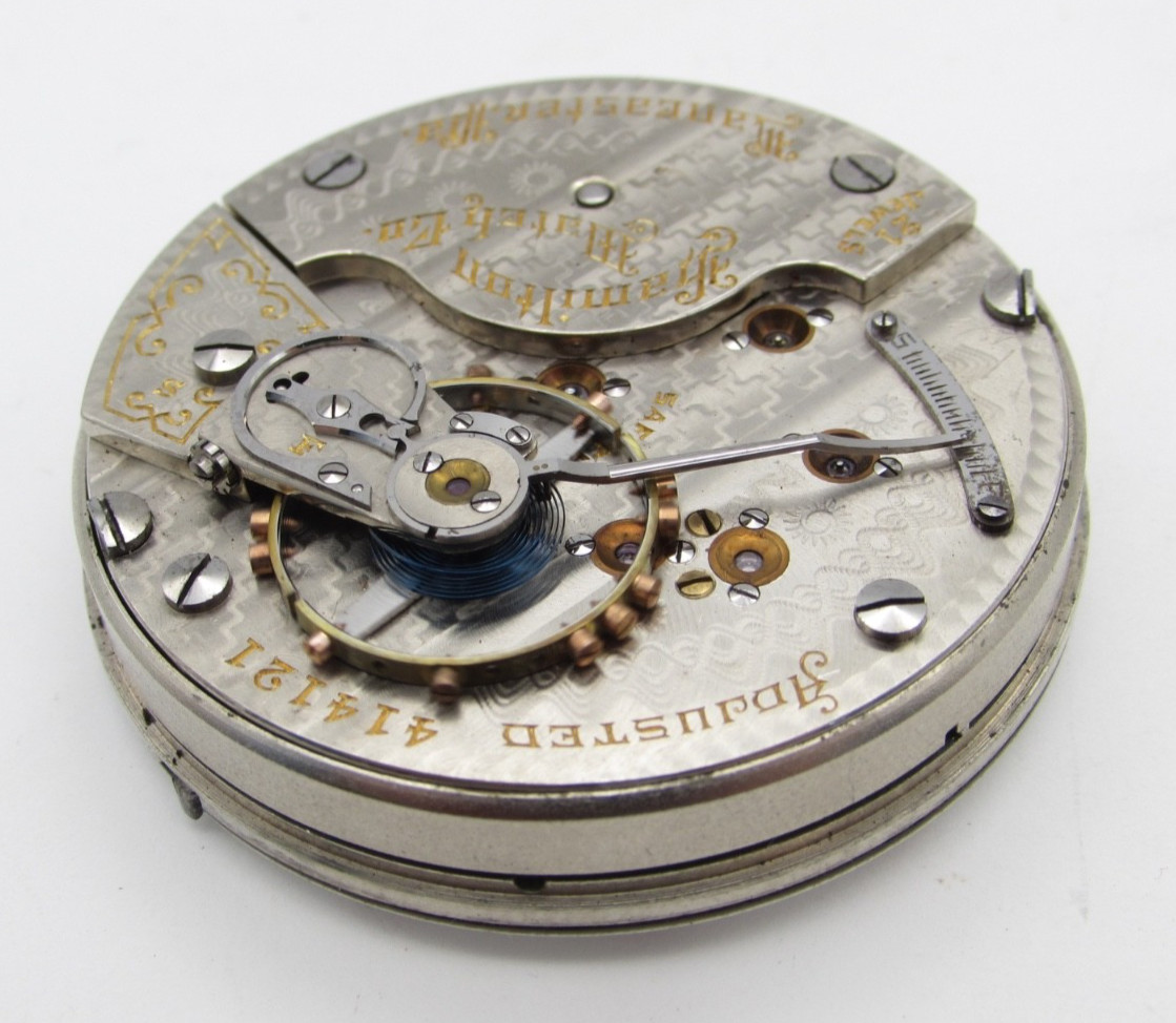 1905 Hamilton Grade 940 Model 1 Railroad Grade 21j Pocket Watch Movement Running