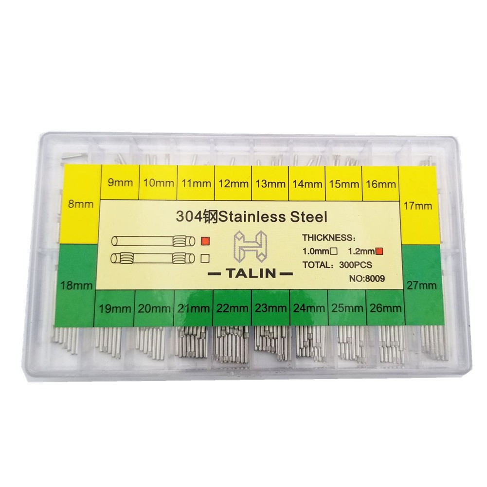 300Pcs Single/Double End 8-27mm Watch Band Bracelet Bar Link Pin No. 8009