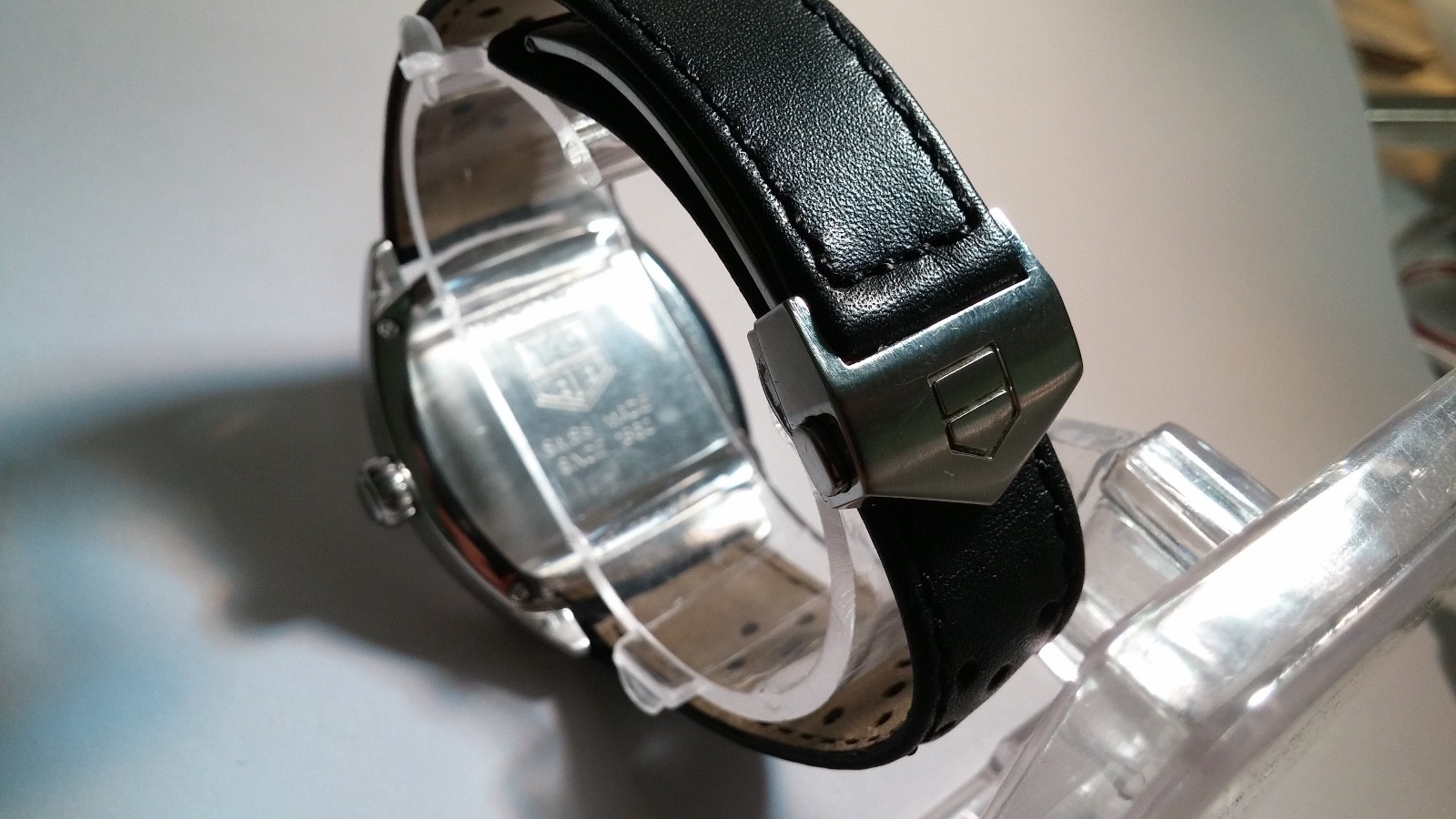 MENS TAG HEUER MONZA AUTOMATIC BLACK DIAL NEW LEATHER BAND WR2110