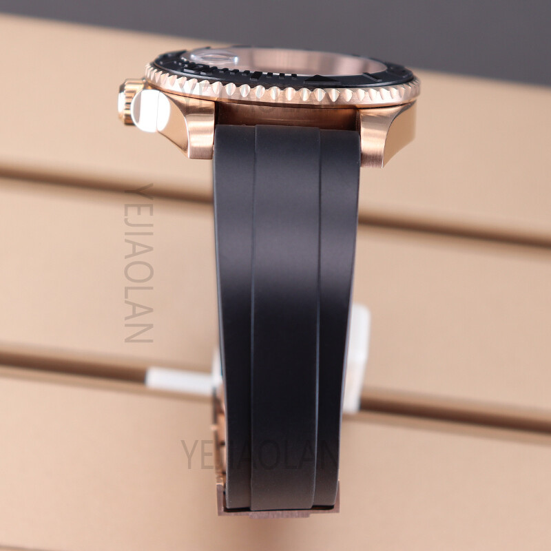 40mm Yacht Mod Watch Case Ceramic Bezel Rubber Strap For Seiko NH34 NH35 NH36