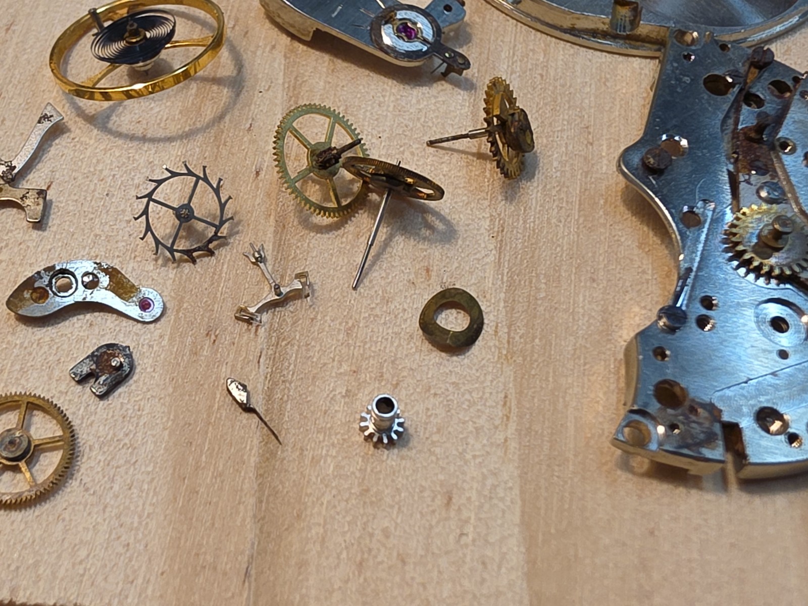 Lot Of Zodiac Cal 50/Landeron 248 Chrono Movement Parts-Balance Wheel, Bridges..