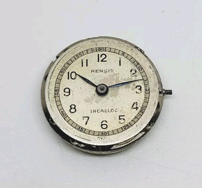 Vintage Rensie 17J Military Style Mechanical Wrist Watch Movement For Repair