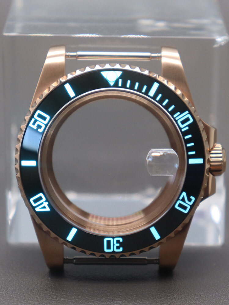 40mm Rose Gold Stainless Steel Watch Case 3C Luminous Ceramic For nh36 nh35 nh34