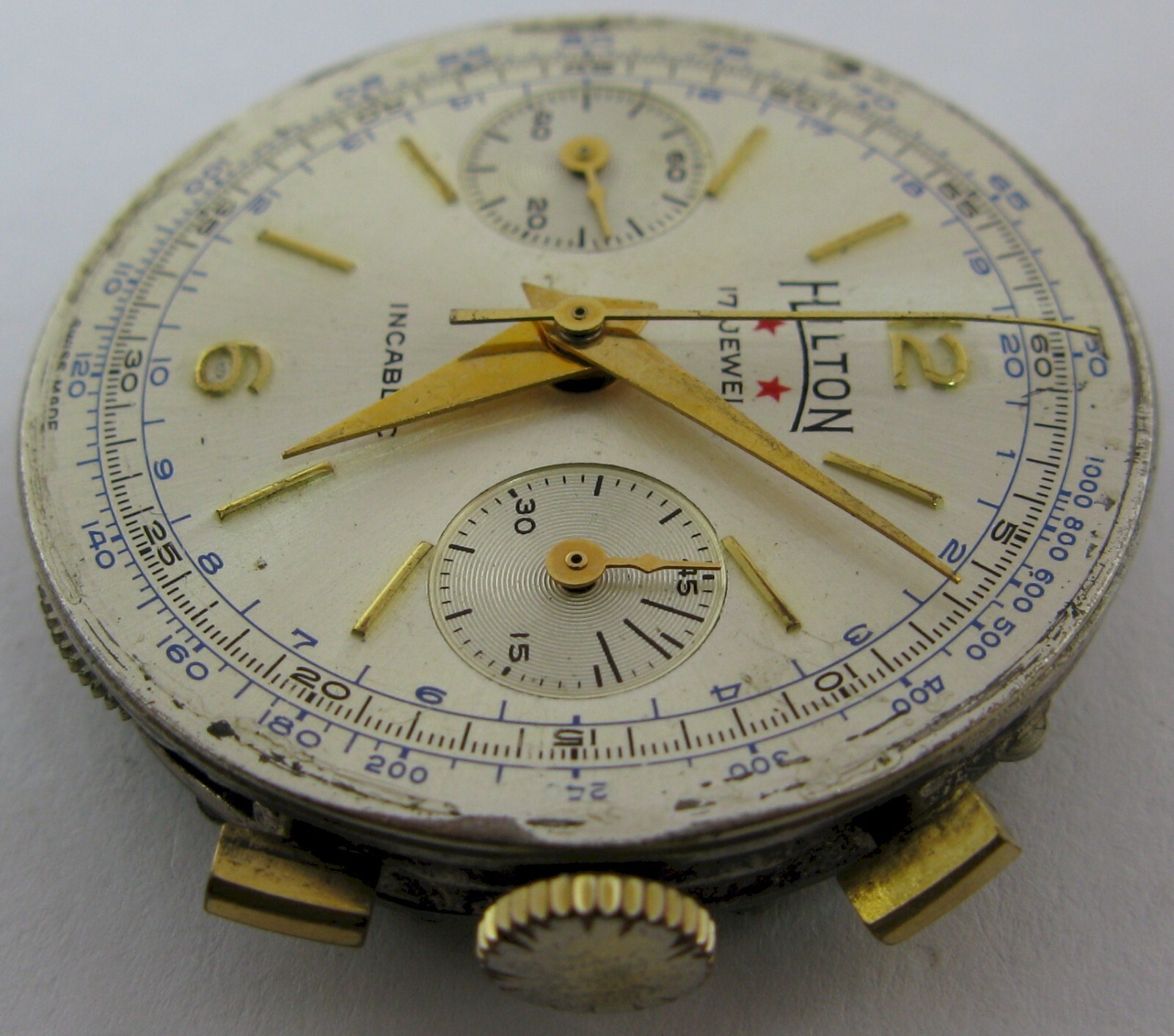 Watch Landeron 248 movement 2 registers Hilton for parts