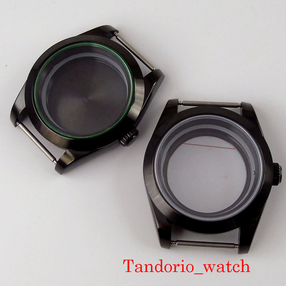 36mm Black PVD Plated Polished Watch Case Sapphire Glass For NH35 NH36 MIYOTA