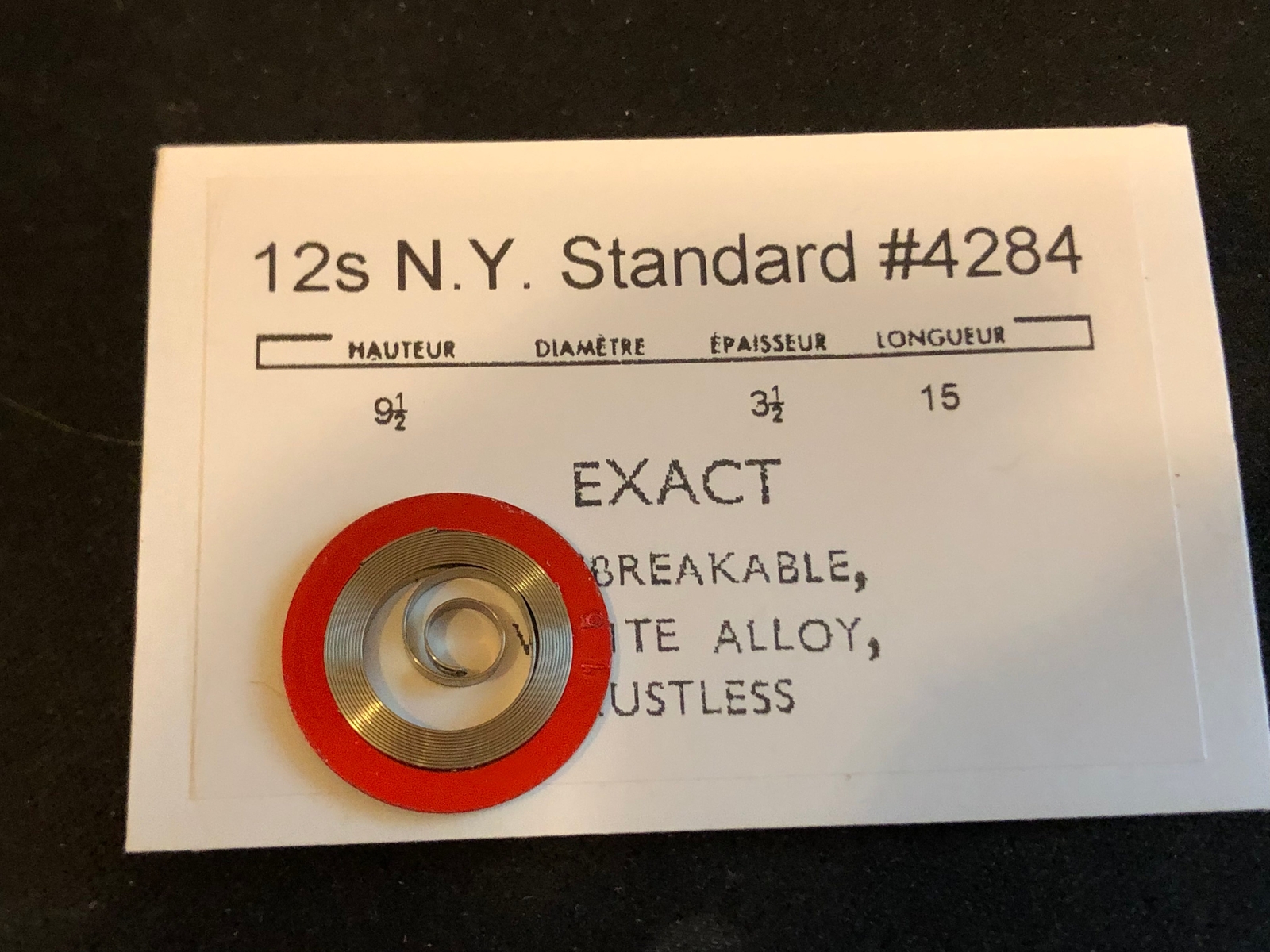 N.Y. Standard 12s Mainspring #4284 (EXACT) – Alloy