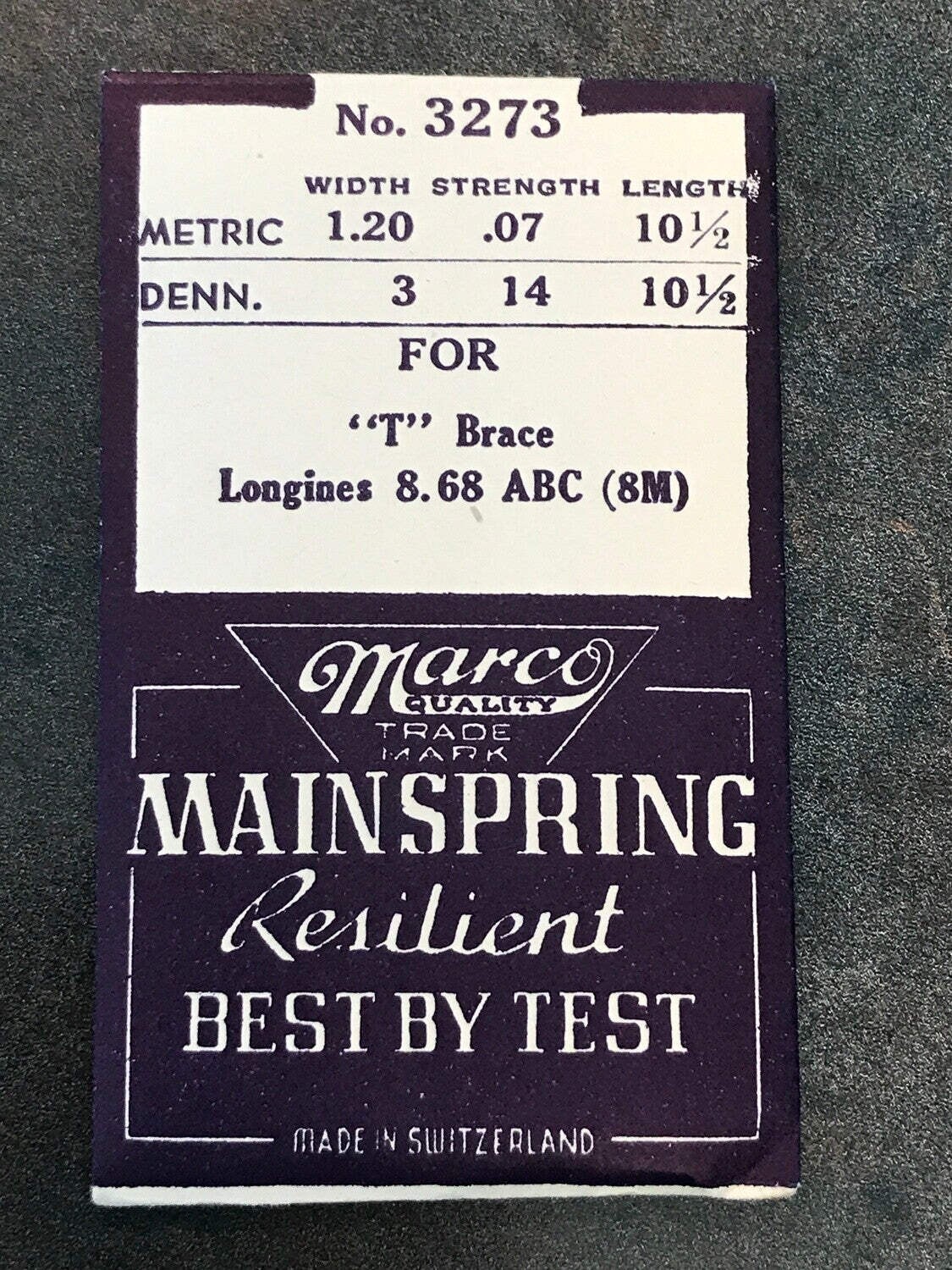 Marco Mainspring #3273 for Longines 5LN, 8M, 8.68ABC, 15.18 – Steel