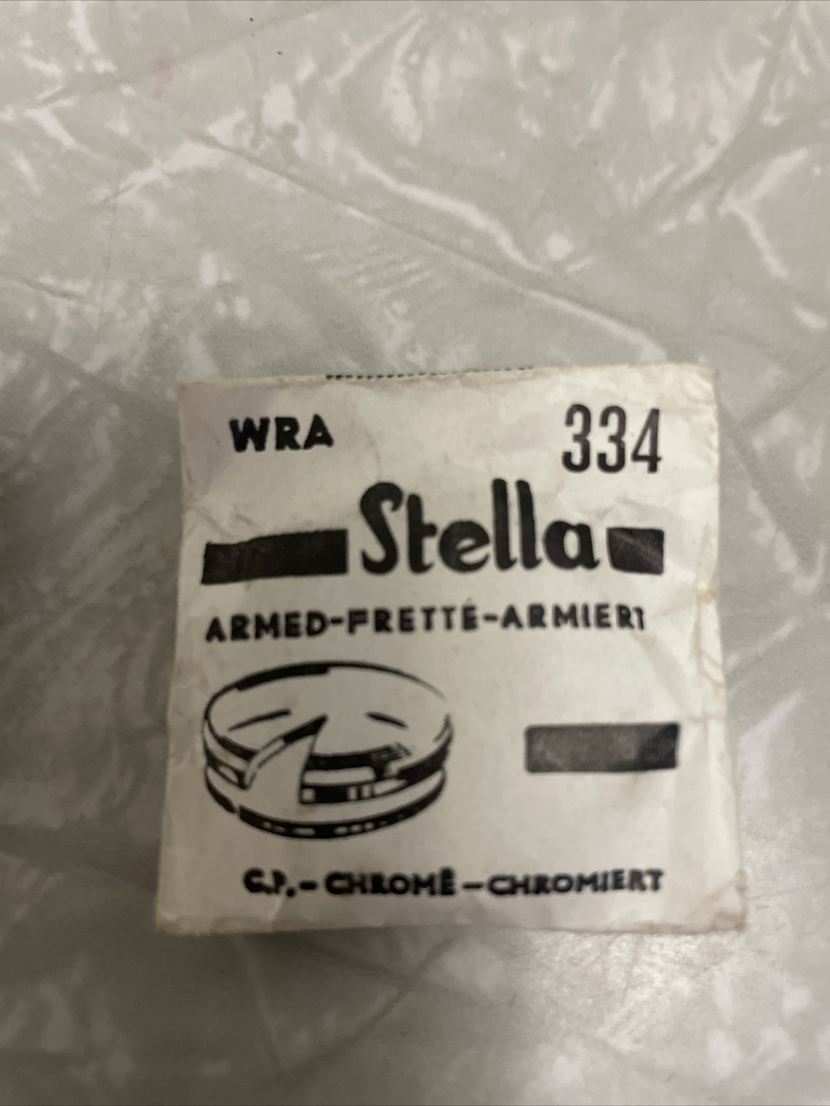 Vintage Stella Armored Silver Chrome Ring Watch Crystal WRA 329, 336, 334, 331