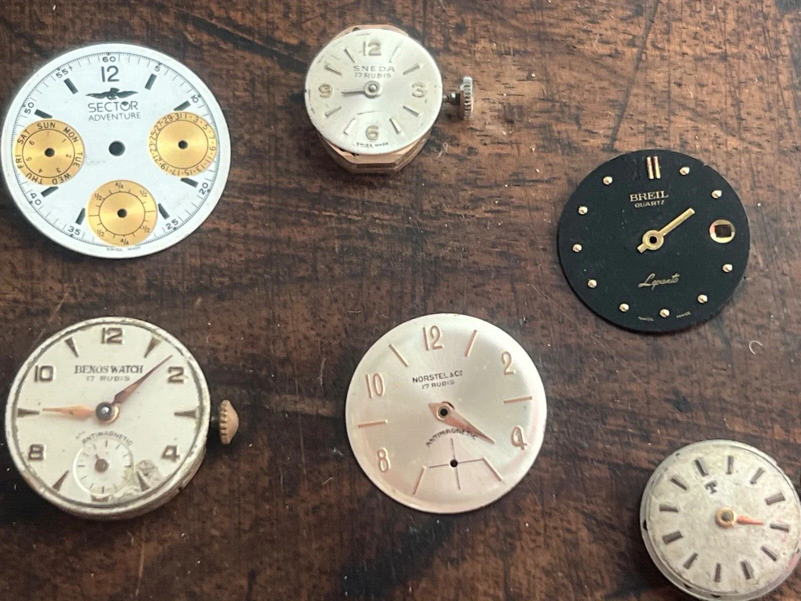 🔴 Mechanisms watches BREIL SECTOR SUMMIT SPINDLE LANCO AVIA MARVEL parts 16 pcs