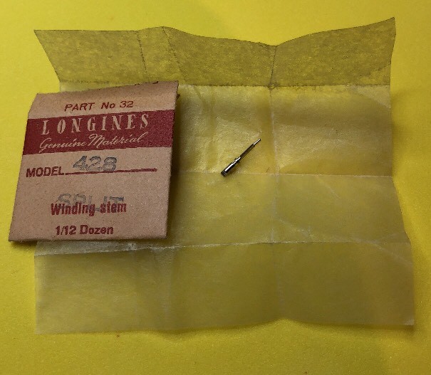NOS Longines Winding Split Stem Cal.428 Male Watch Parts Repair Swiss Restore