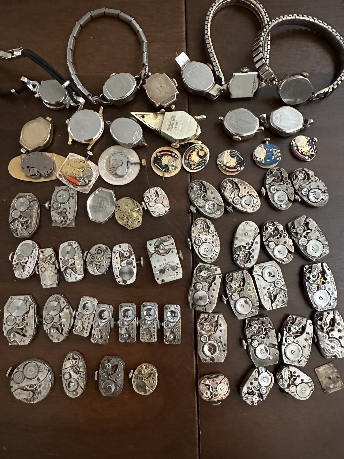 Vintage 60+ Ladies Watch Movement Lot Gruen Elgin Waltham Bulova Elgin Swiss