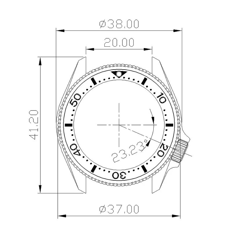 38mm Turtle SKX013 Gold Watch Case Part Sapphire Glass For Seiko Nh35/36Movement
