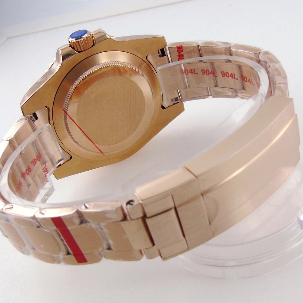 20ATM 40mm Rose Gold Sapphire Glass Watch Case Fit NH35A NH36A ETA2824 PT5000