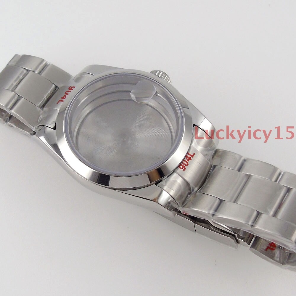 36mm polished watch case fit for NH35A movement sapphire glass bracelet DATE