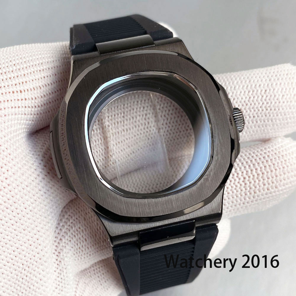 Sapphire Glass Black PVD 40mm Watch Case For NH35 Auto Movement Diver Case