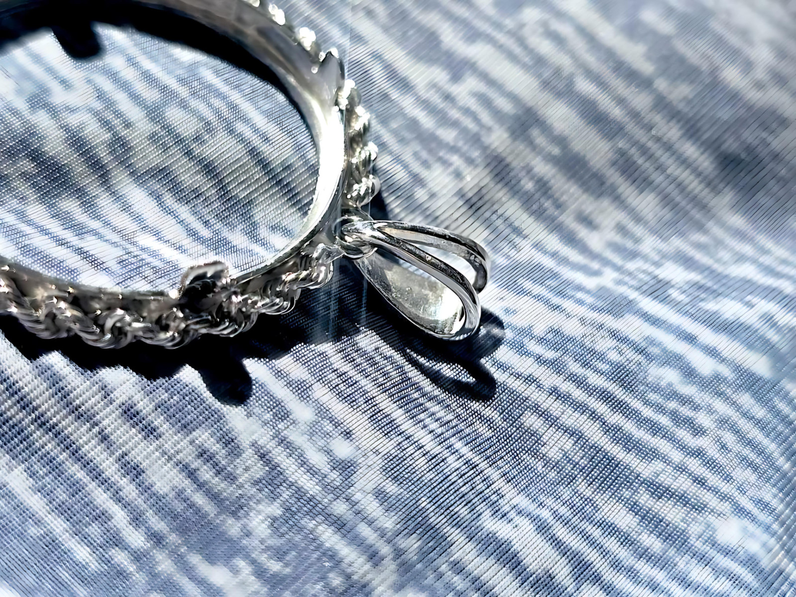 925 Sterling Silver Prong Back Illusion Rope Bezel for 26mm Susan B Anthony