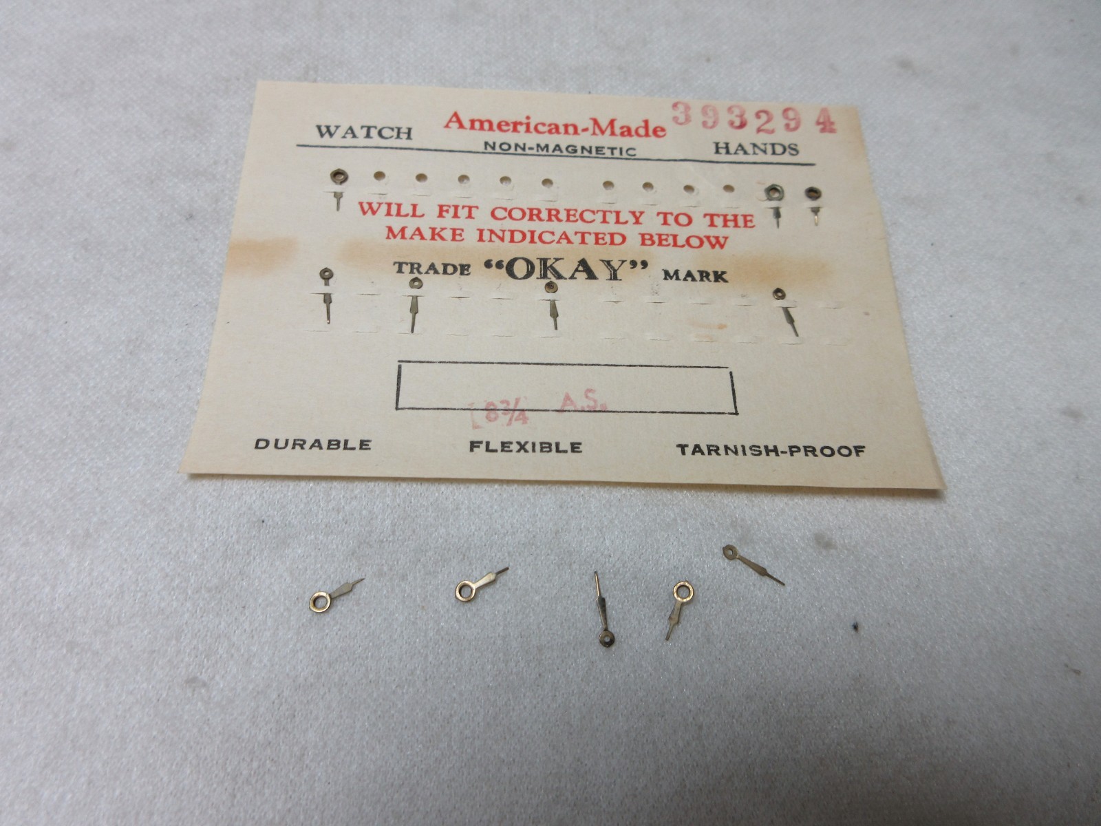 AMERICAN MADE WATCH HANDS 8 3/4 AS WATCHMAKER REPLACEMENT PARTS #252