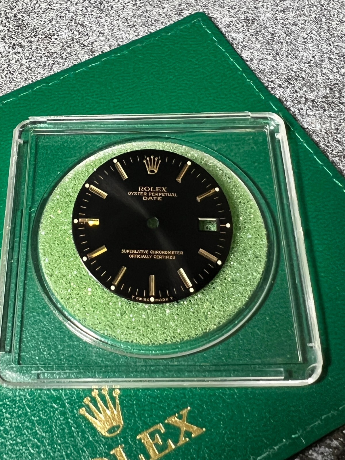 RARE SINGER Factory Original Rolex Black Date Dial for Ref 15233 15238 34mm