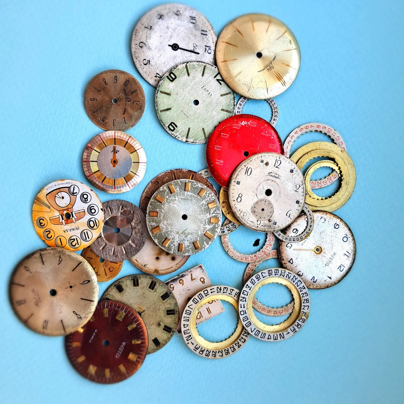 Vintage Watch Dials Lot 150g – Steampunk Art Supplies – Antique Faces for watch