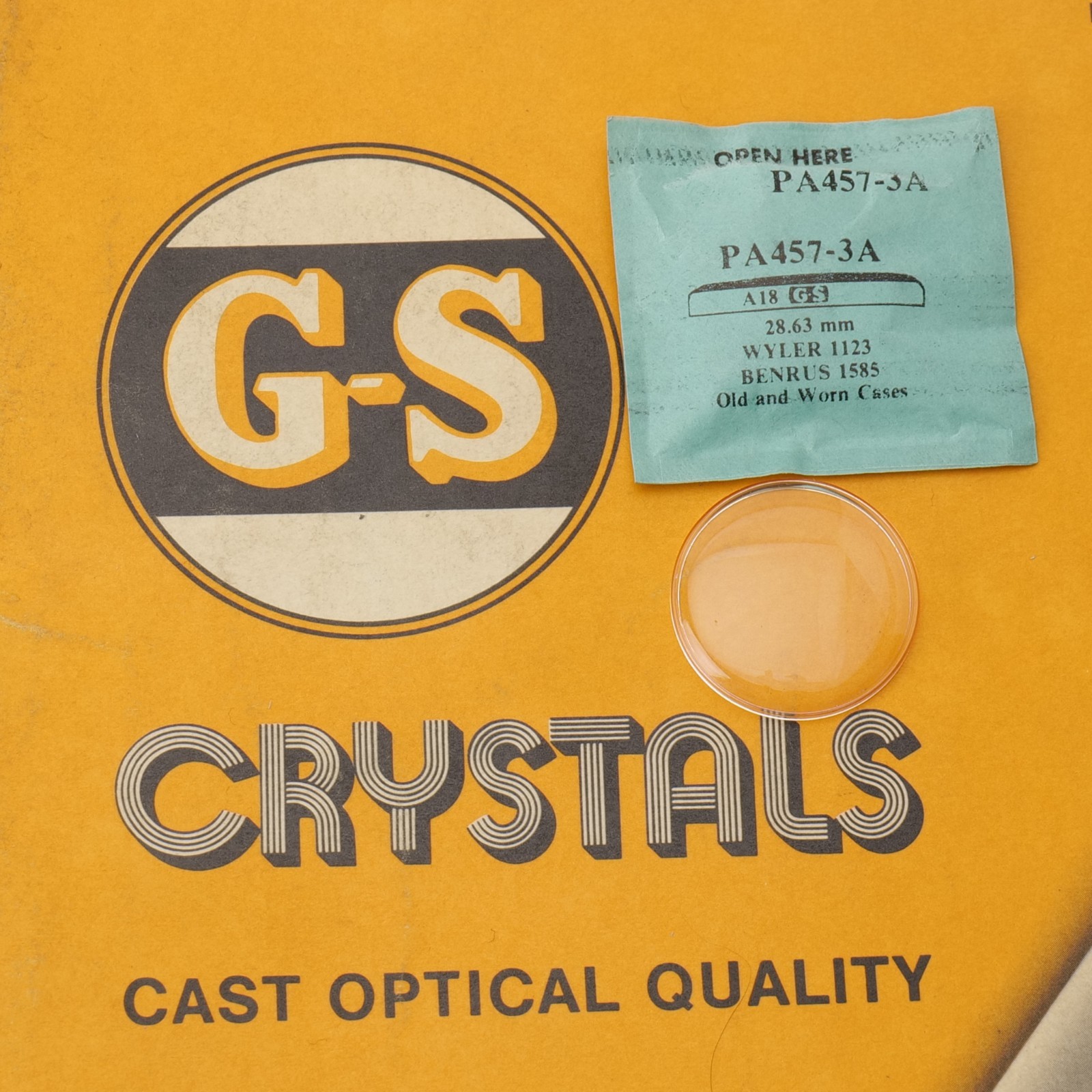 NOS GS Watch Crystal PA457-3A Wyler 1123 28.63mm New Old Stock (PA1D16)