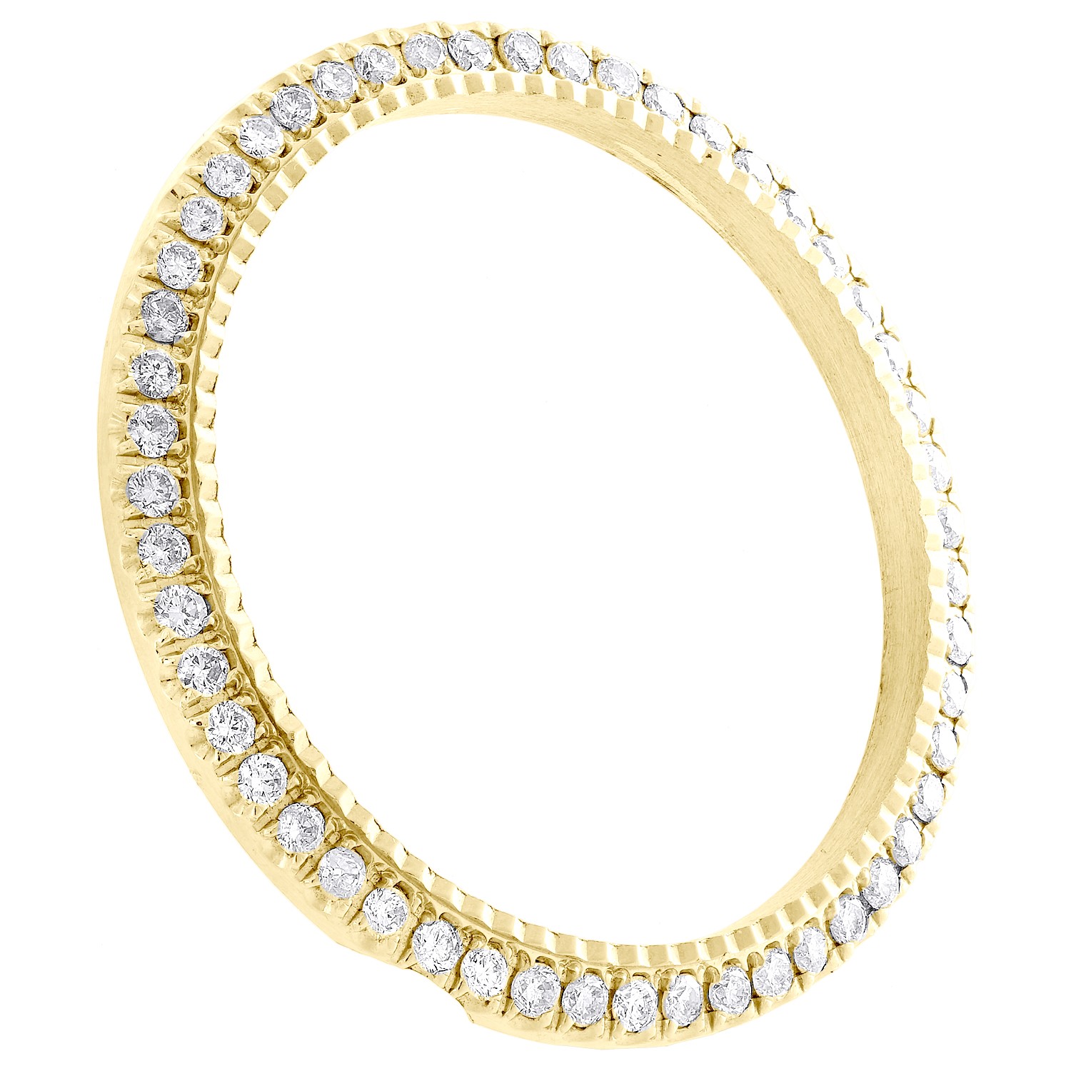 10K Yellow Gold U-Cut Fluted Diamond Bezel For Rolex Day-Date 36mm Watch 1.30 CT