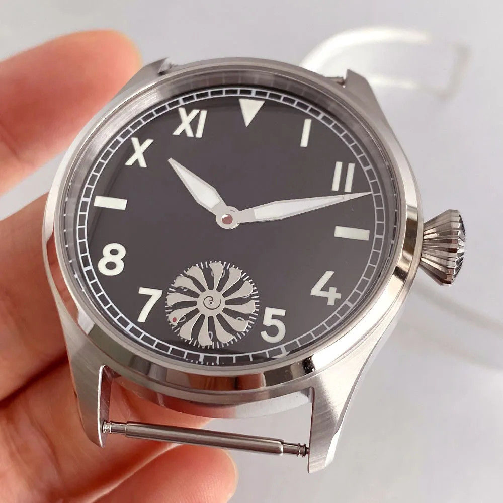 Tandorio 42mm Hand Winding 6498 ST3621 Watch Case Stainless Steel Sapphire Glass