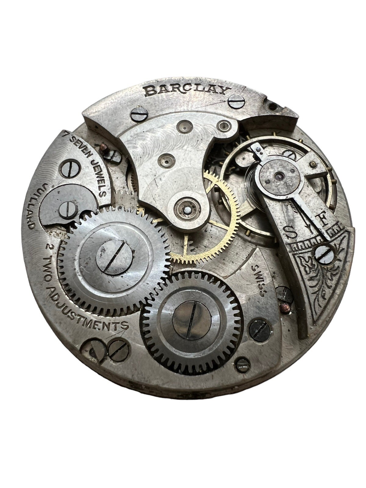 Barclay Pocket Watch Movement 7j For Parts Only