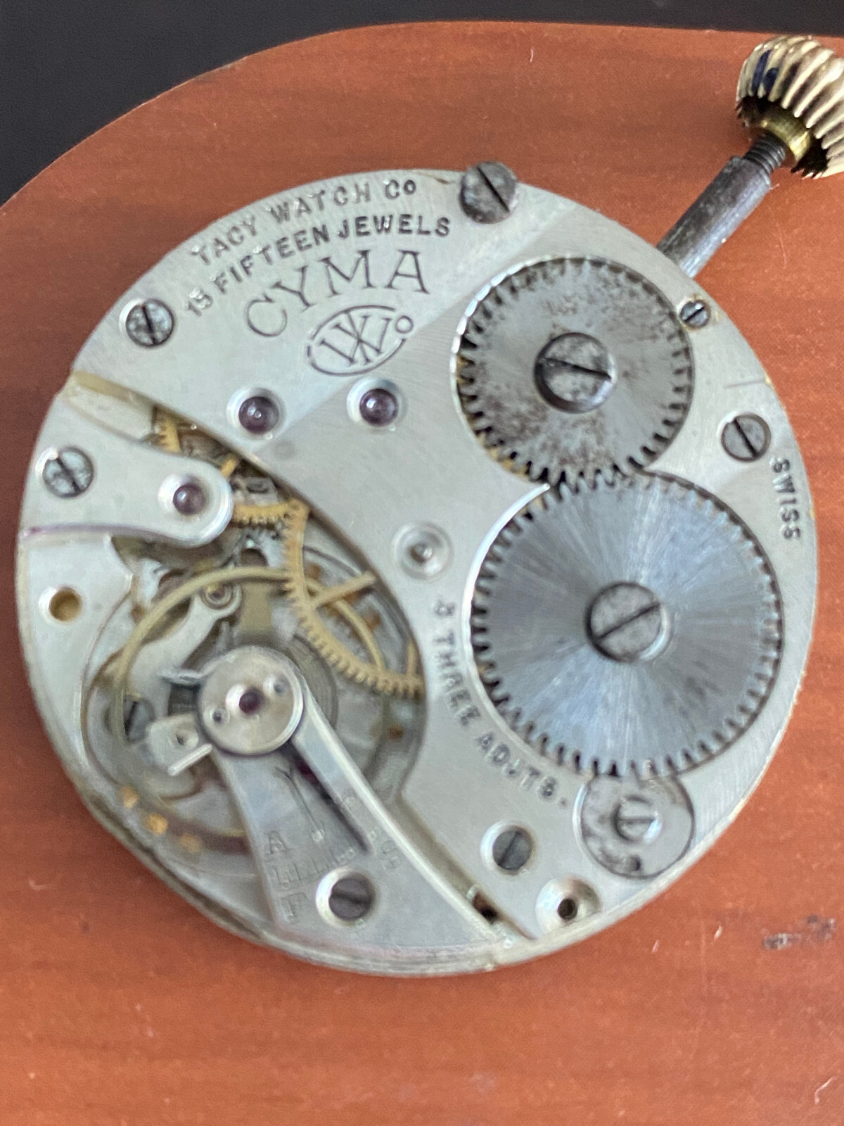 VINTAGE 6 SIZE CYMA TACY WATCH CO. POCKET WATCH MOVEMENT, RUNNING ,CHRONOMETRE