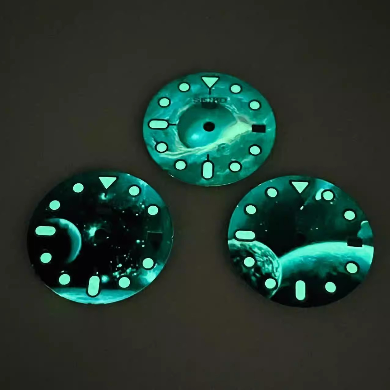28.5mm Watch Dial Full Green Luminous For Seiko NH35 NH36 Movement Starry Sky