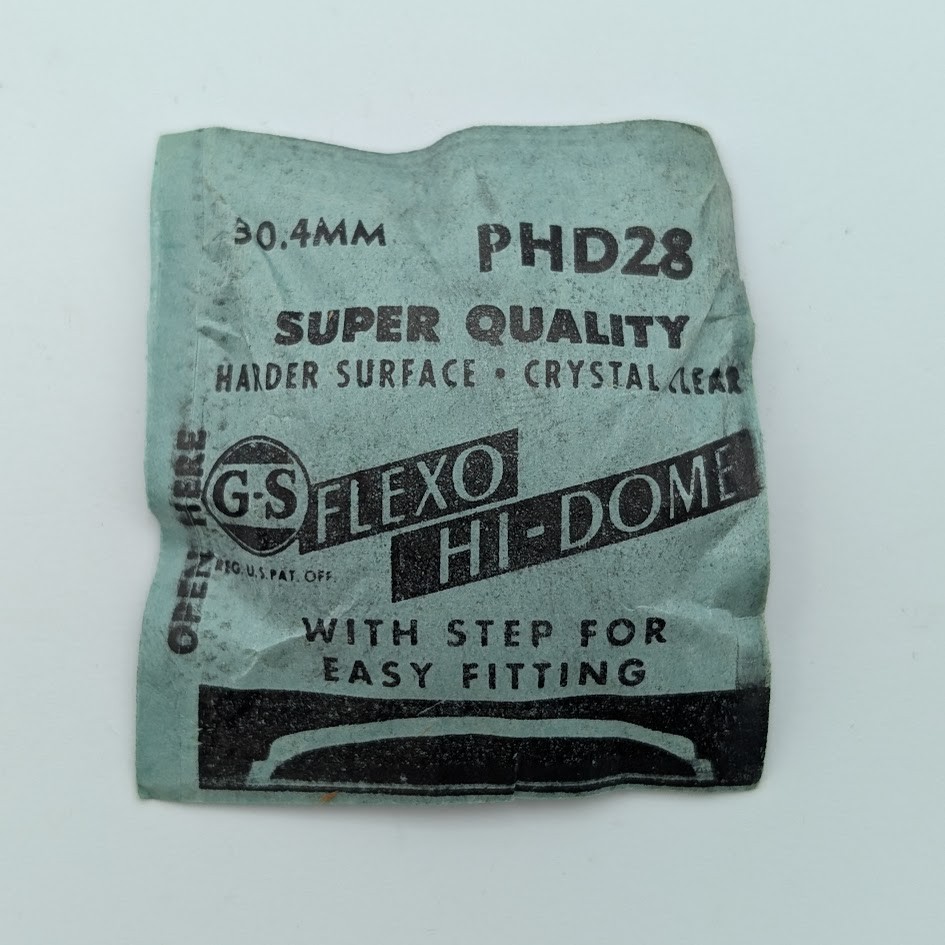 30.4mm GS Flexo Hi-Dome Watch Crystal With Step PHD28 Super Quality NOS