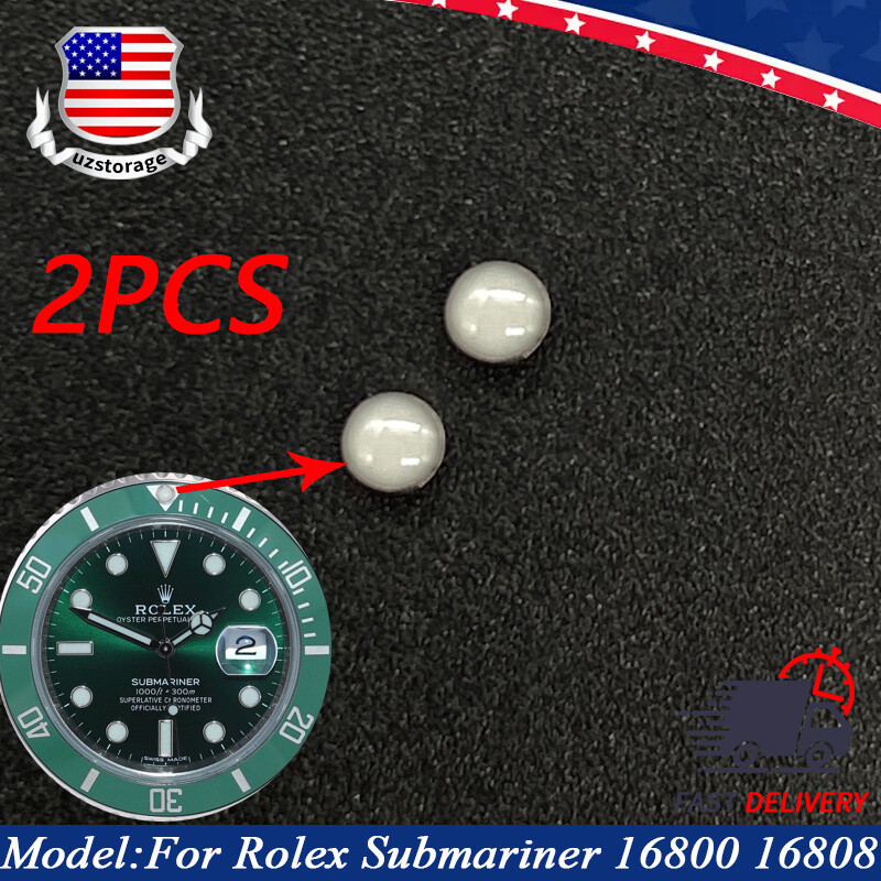 2* Pearl Dot Pip Bezel Insert Blue Lume For Rolex Submariner 16800 16808 16610LN