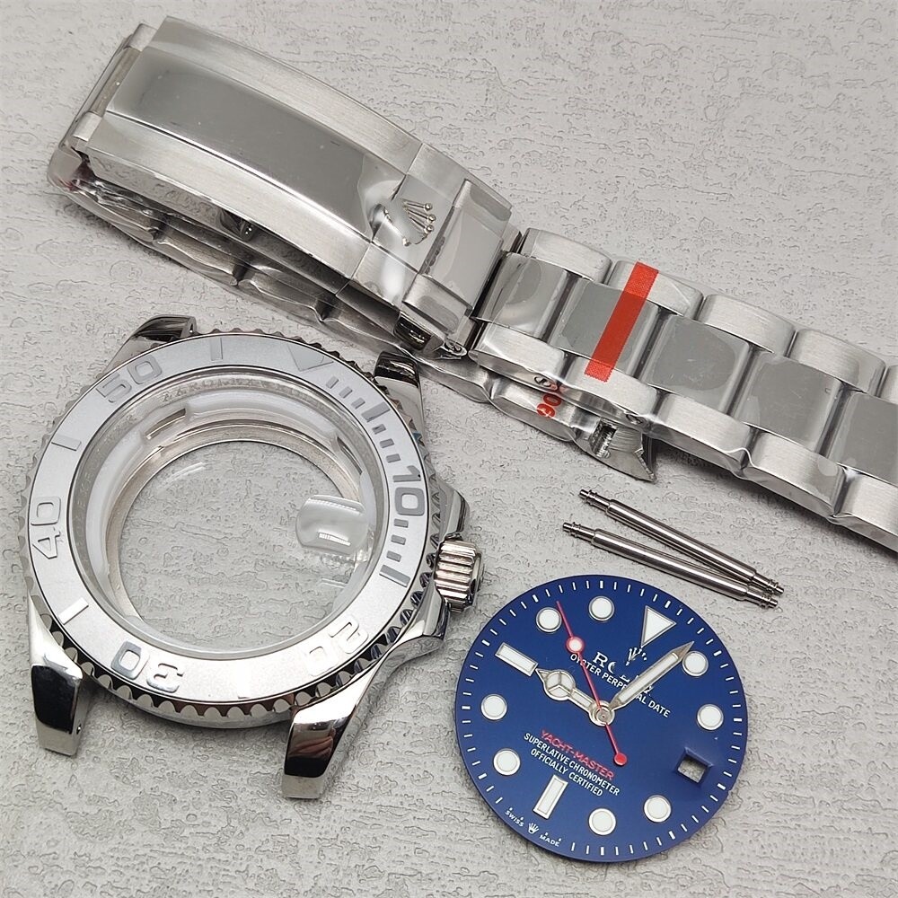 40mm Stainless Watch Case+Strap Sapphire for 8215 Movement 28.5mm Dial Parts