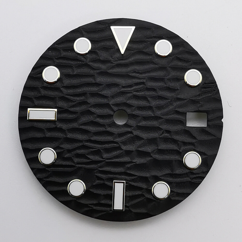 28.5mm black white blue sterile ripple luminous watch dial fit NH35 movement