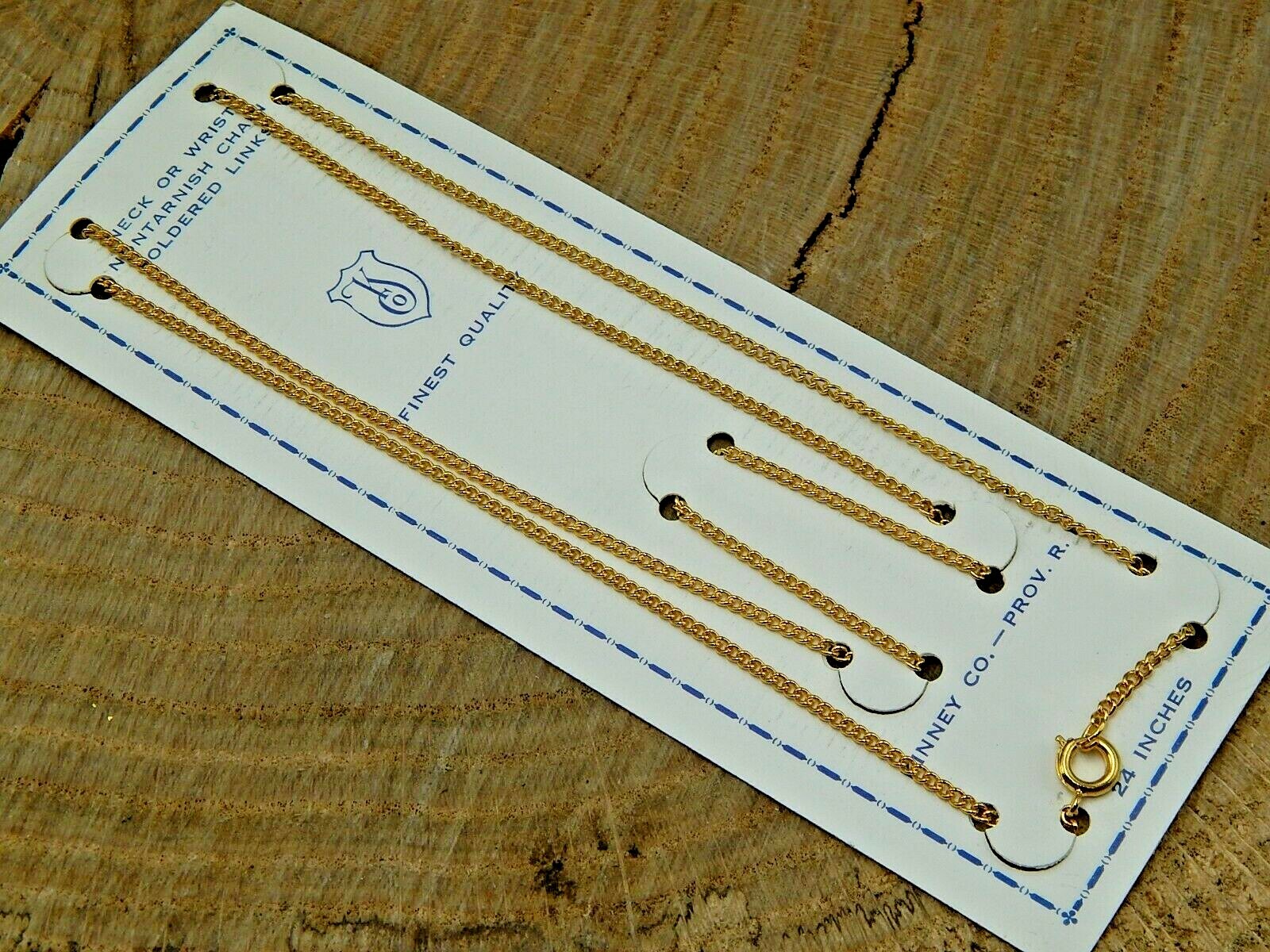 Vintage 1950s Kinney Co KCo Gold Plated 24 inch chain necklace New On Card NOS