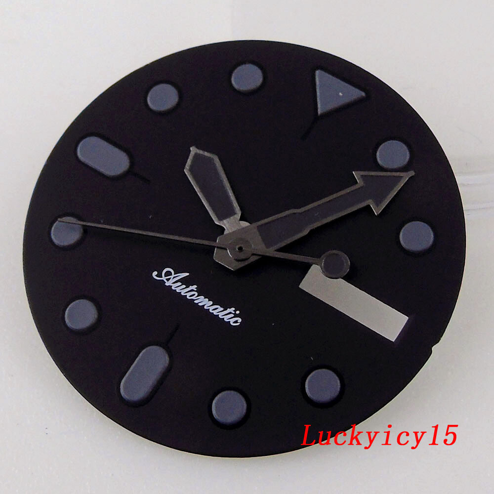 29MM Tandorio Grey Index Black Dial Fit NH36 NH36A Automatic Mens watch Dial