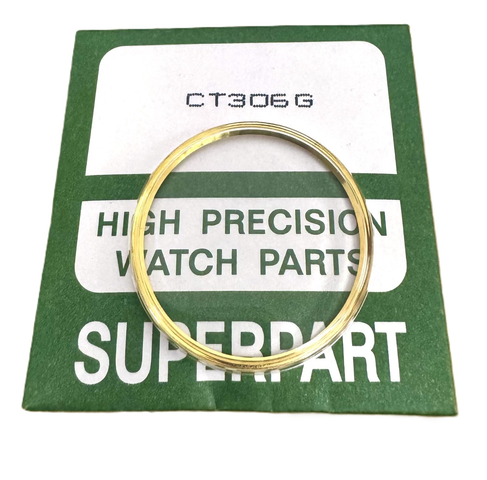 30.6mm Acrylic Crystal with Gold Tension Ring, SEIKO-Style Flat Top